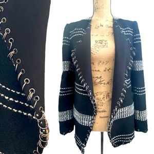 LOVE Token wool blend open piercings cardigan